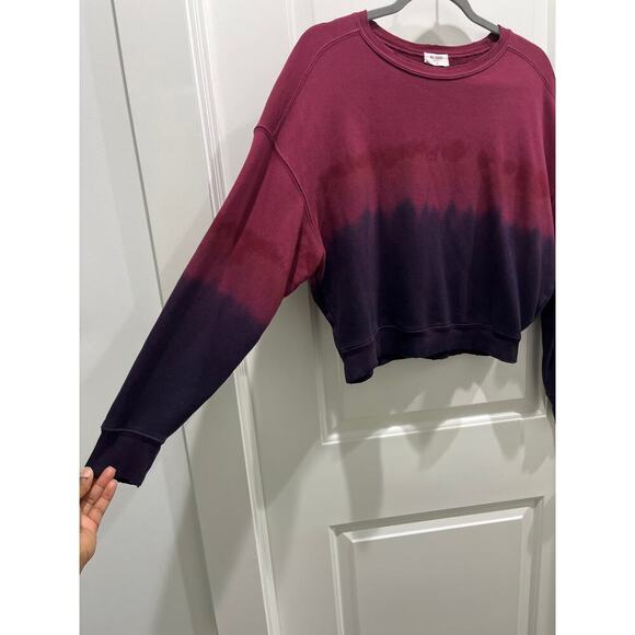 Re/Done Classic Crewneck Ombre Burgundy Tie-Dye 100% Cotton Sweatshirt Sz XS - Picture 2 of 6
